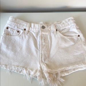 Levis 501 White Denim Shorts